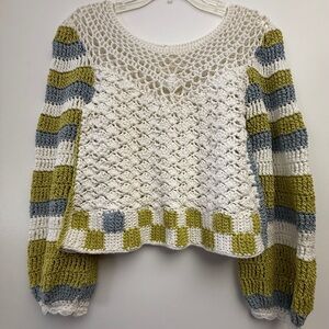 Chic Crochet Sweater with Stripes